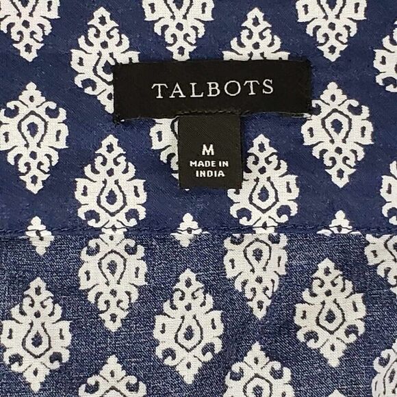 Talbots Tunic Top Size Medium Women’s Popover Blouse Cotton Embroidered LS - Picture 7 of 11